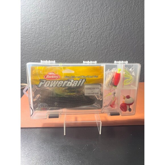 Berkley PowerBait 5 Watermelon Shaky Worms + 3 Tiger Power Grubs - Picture 1 of 5